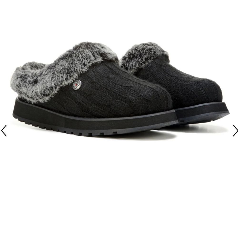 Women's Sketchers Black Keepsakes Ice Angel Memory Foam Women's Slippers sz 5